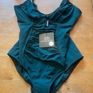JETS by Jessika Allen Sz 10 Contour Underwire Swimsuit 1 piece in Jungle Green